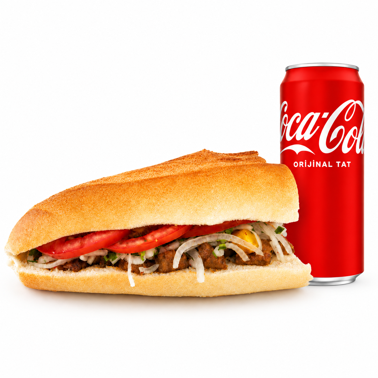 Menü 1: 1 adet Yarım Ekmek Arası Arnavut Ciğeri (Dana) + 1 adet Coca-Cola 330 ml