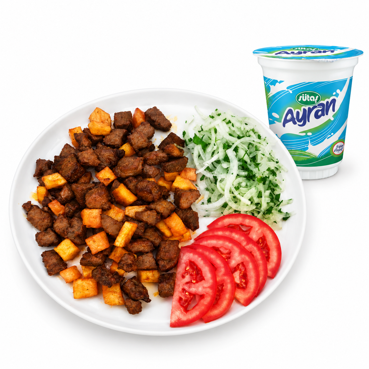 Menü 5: Porsiyon Arnavut Ciğeri (220 gr, Dana) + 1 adet Sütaş Ayran 330 ml